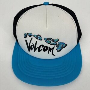 Volcom Hawaii Snapback Hat Adult One Size White Blue Logo Mesh Trucker